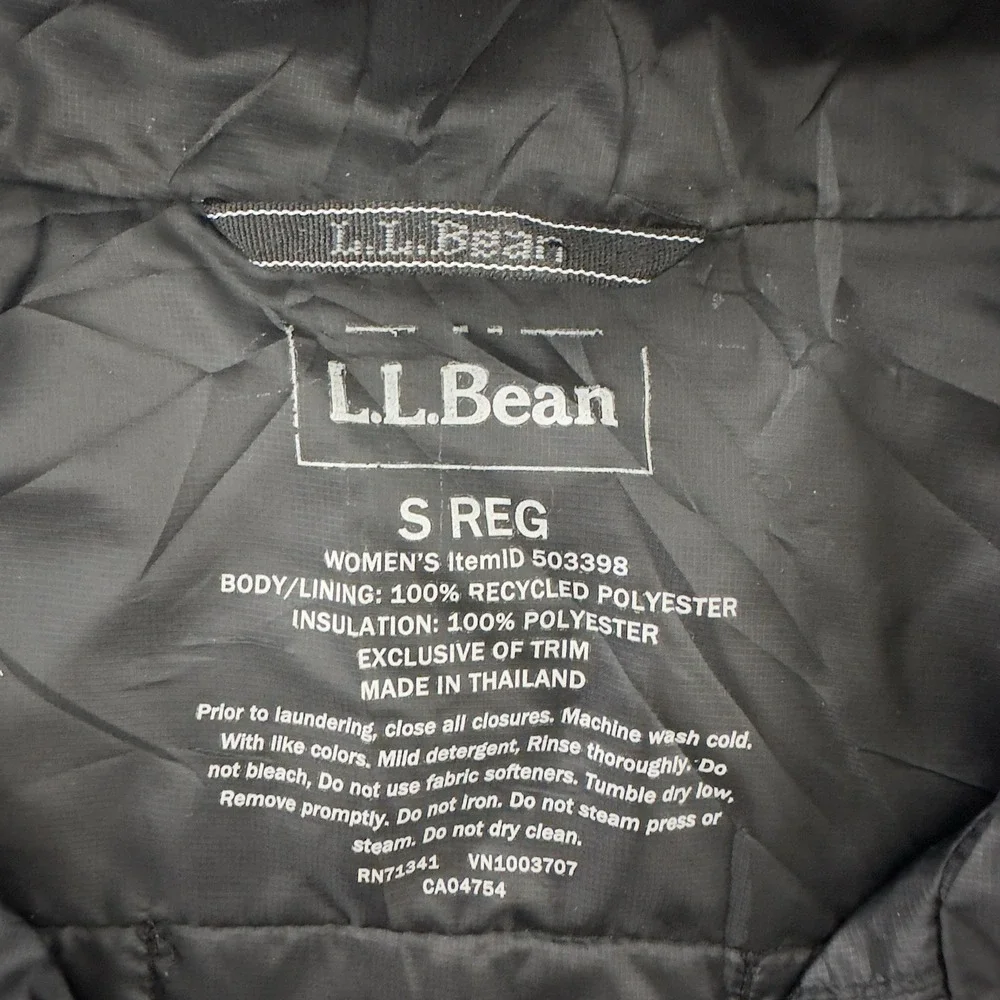 L.L.Bean Women's Black Quilted Insulated Full Zip‎ Jacket Size S Regular